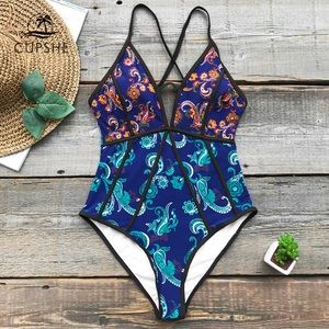 NWOT Cupshe paisley one piece swimsuit